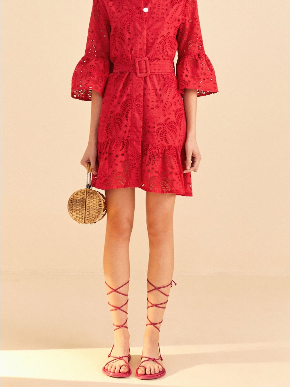FARM Rio Red Palm Tree Mini Dress - Picture 2 of 4